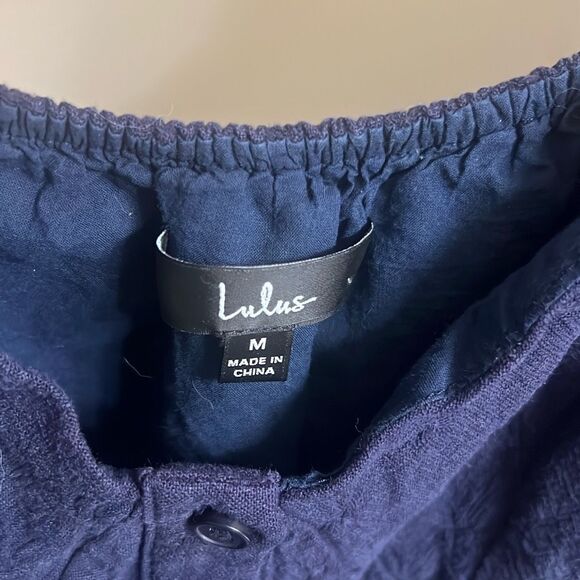 ✨Lulus Ideal Impression Navy Blue Balloon Sleeve Mini Sz Medium Dress✨ - Picture 7 of 9